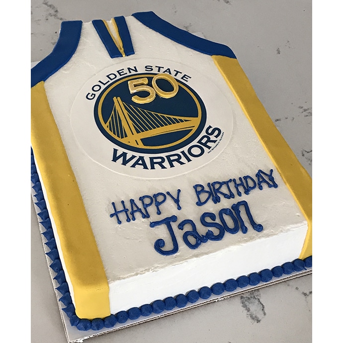 2 Tier Golden State Warrior Themed Birthday Cake 